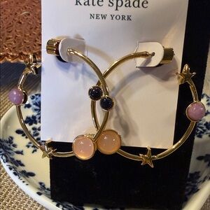 Kate Spade Gold and Pink Star Hoop Earrings